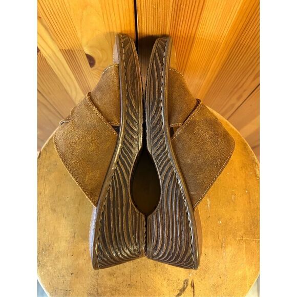 Born Teayo 30506 Women's 8M Brown Suede Leather Slide Wedge Crossover Sandals - Picture 7 of 10